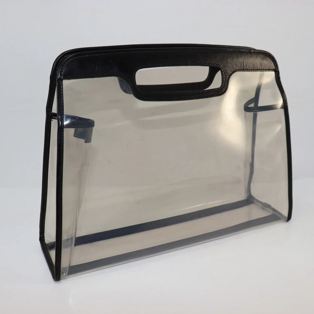 Vintage Gucci Clear PVC‎ Tote Black Leather Trim